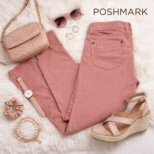 Democracy Ab Technology Skinny Jeans Blush Pink Stretch Mid Rise Ankle Denim